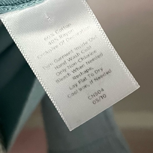 Talbots • Light Teal Blue Cardigan with Ruffle Trim - Picture 4 of 6